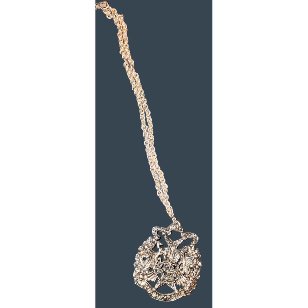 Cameron Crest Pendant Necklace With Double Chain Steampunk War